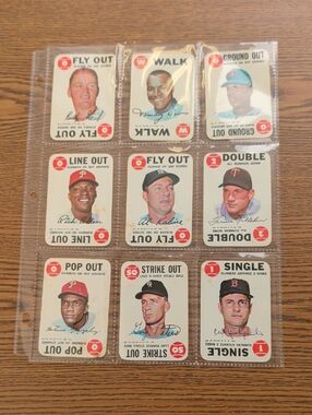 Vintage 1968 Baseball Card Game Action Cards - Assorted Red, White and Black